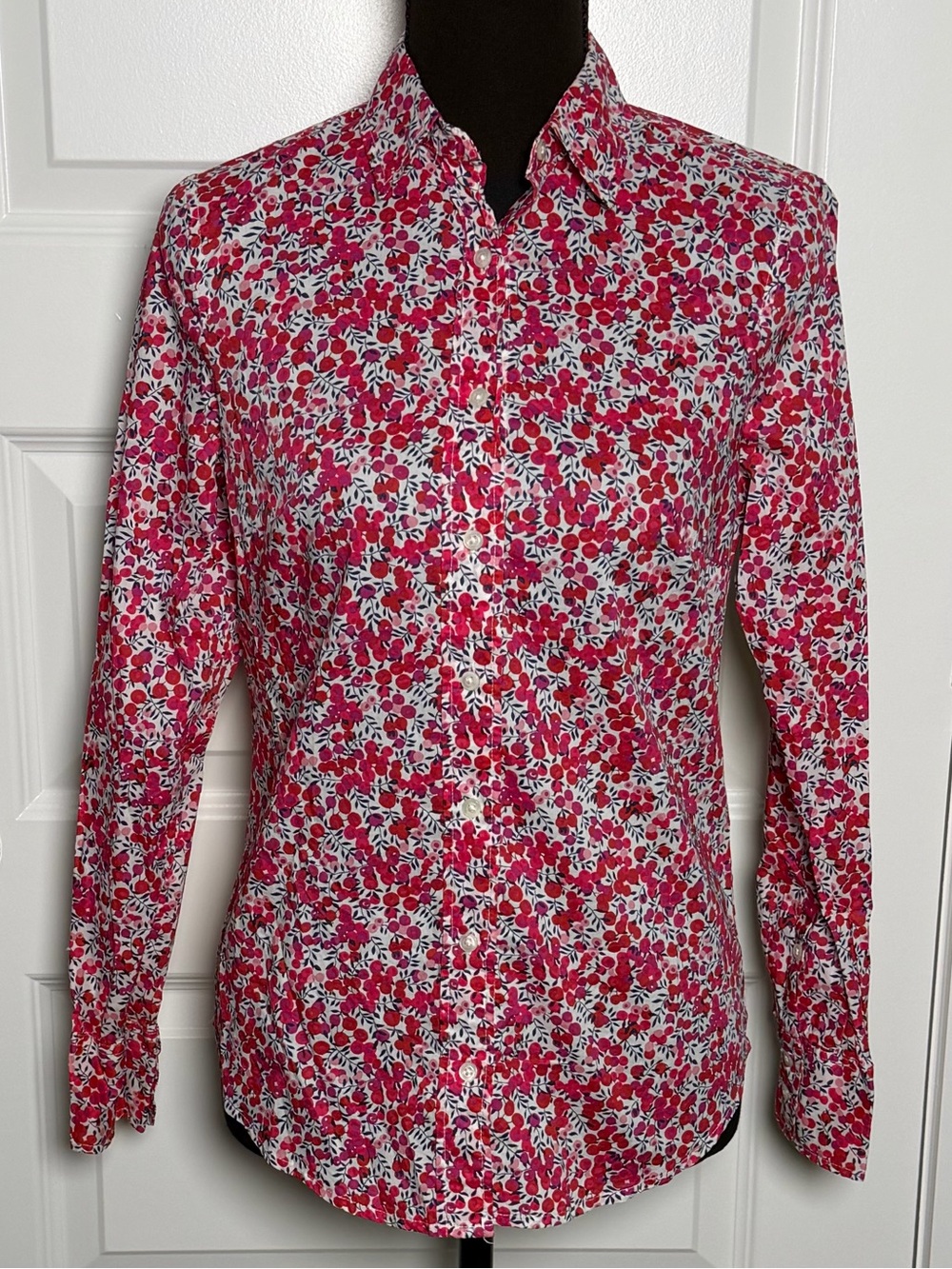 J.Crew Liberty Wiltshire Cotton Poplin Perfect Shirt Berry Floral 00
